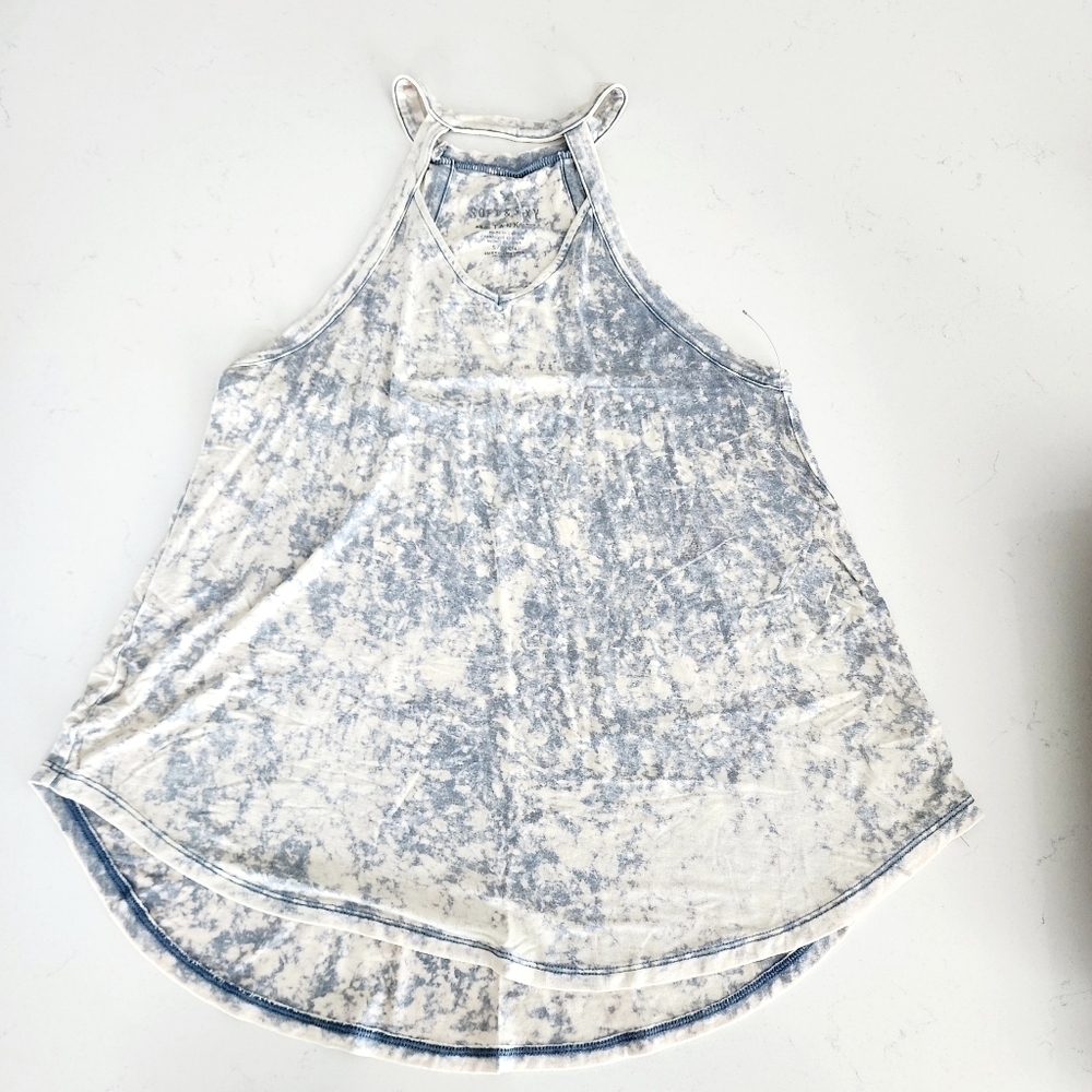American Eagle AEO Soft & Sexy Halter Neck Tank Women's Small S Gray/Blue EUC